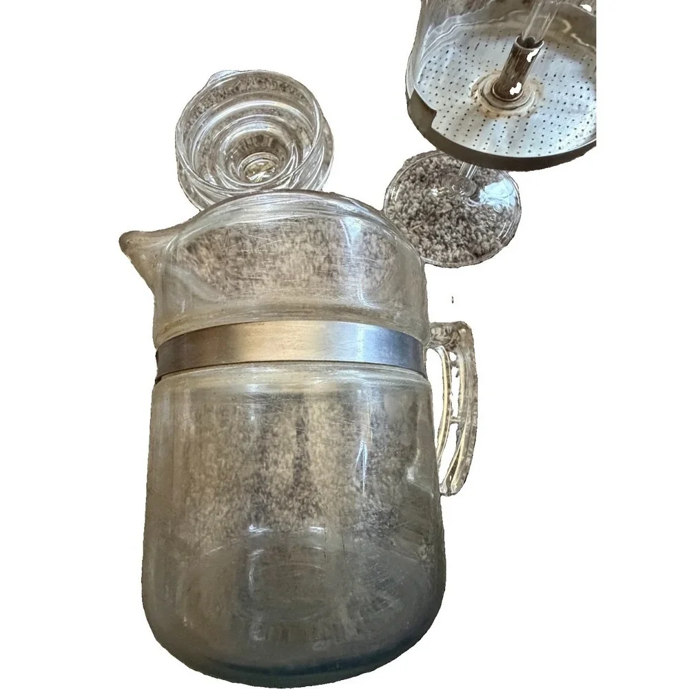 Vintage Pyrex Flameware 6 Cup Glass Percolator Coffee Pot Complete 7756-B USA